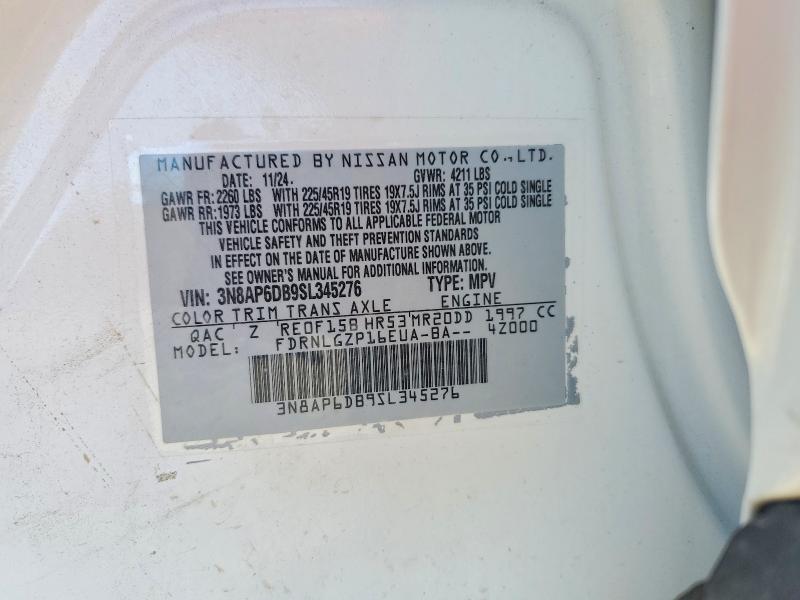 55822596 :رقم المزاد ، 3N8AP6DB9SL345276 vin ، 2025 Nissan Kicks مزاد بيع