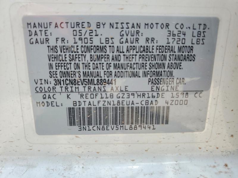 Aukcja sprzedaży 2021 Nissan Versa, vin: 3N1CN8EV5ML889441, numer aukcji: 59092296