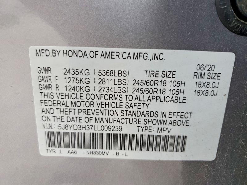 Продажа на аукционе авто 2020 Acura Mdx, vin: 5J8YD3H37LL009239, номер лота: 58747856