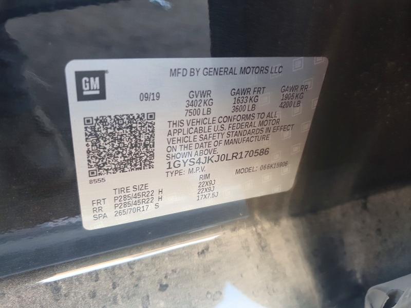 58773956 :رقم المزاد ، 1GYS4JKJ0LR170586 vin ، 2020 Cadillac Escalade مزاد بيع