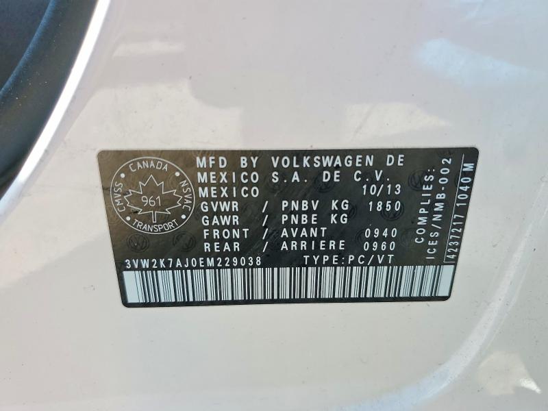 Aukcja sprzedaży 2014 Volkswagen Jetta, vin: 3VW2K7AJ0EM229038, numer aukcji: 58551736