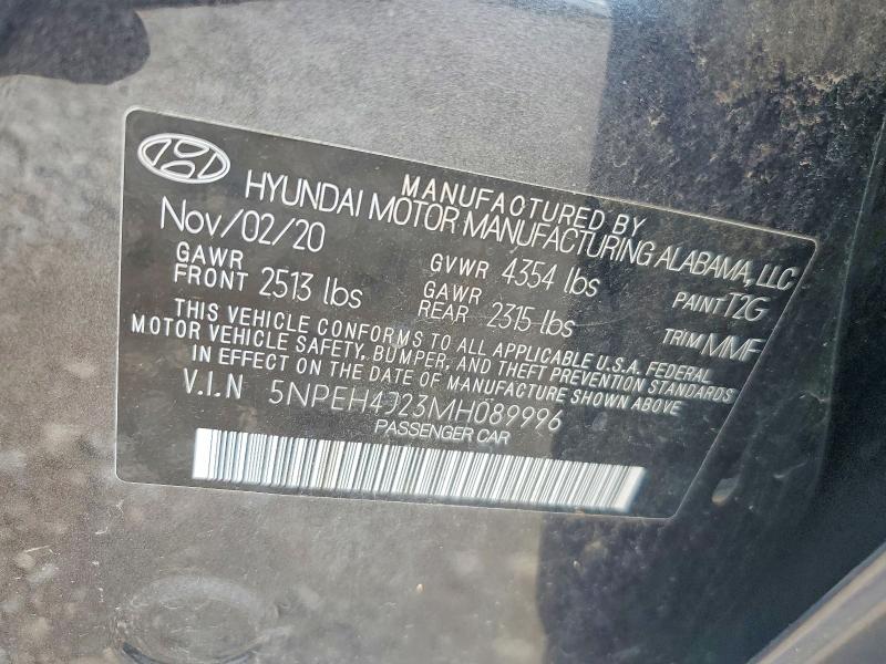 2021 Hyundai Sonata მანქანა იყიდება აუქციონზე, vin: 5NPEH4J23MH089996, აუქციონის ნომერი: 57782016