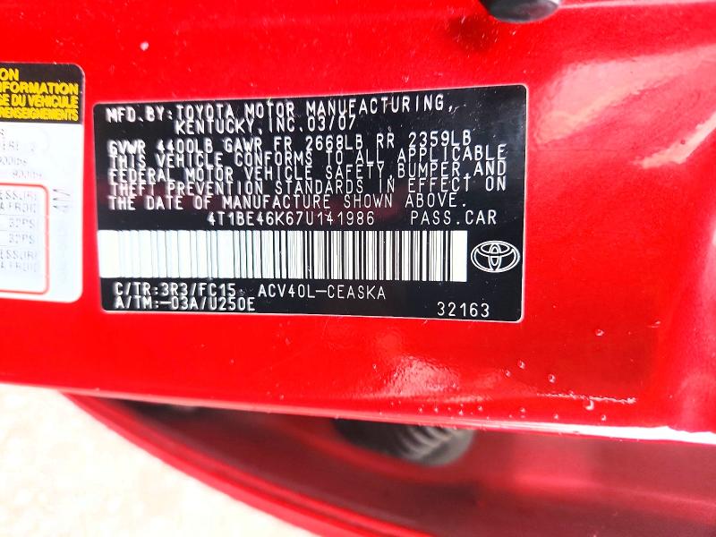 Продаж на аукціоні авто 2007 Toyota Camry, vin: 4T1BE46K67U141986, номер лоту: 56363526