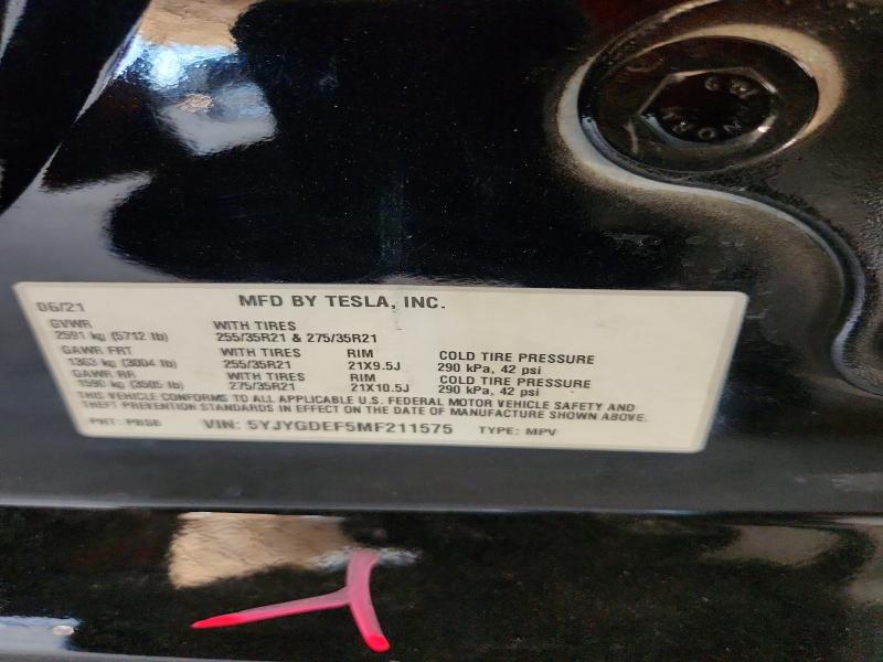 Продаж на аукціоні авто 2021 Tesla Model Y, vin: 5YJYGDEF5MF211575, номер лоту: 55710036