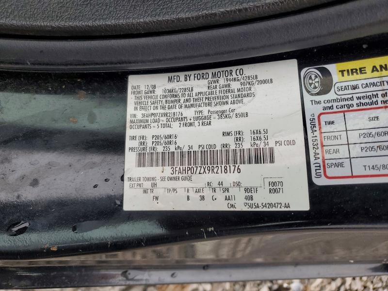 Aukcja sprzedaży 2009 Ford Fusion, vin: 3FAHP07ZX9R218176, numer aukcji: 56515456