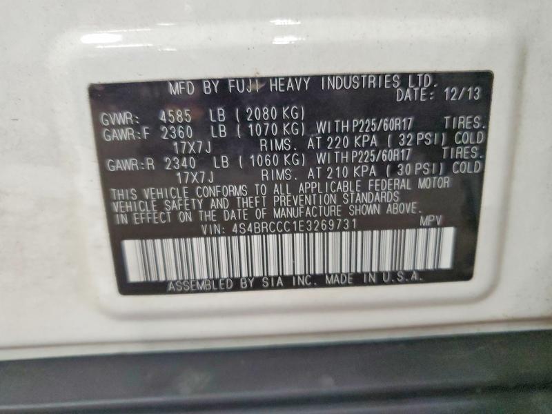 Aukcja sprzedaży 2014 Subaru Outback, vin: 4S4BRCCC1E3269731, numer aukcji: 58562736