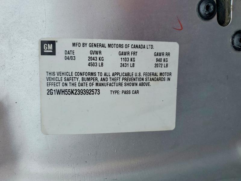 Aukcja sprzedaży 2003 Chevrolet Impala, vin: 2G1WH55K239392573, numer aukcji: 56293806