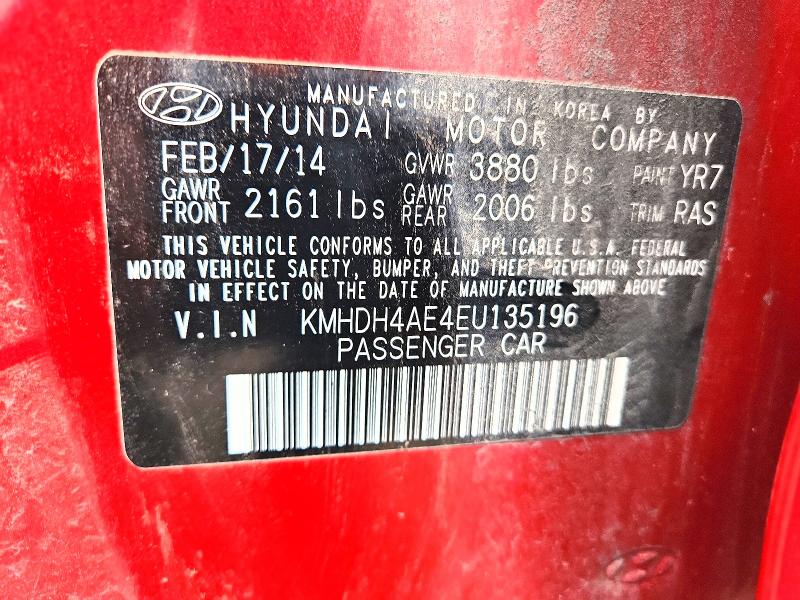 Продажа на аукционе авто 2014 Hyundai Elantra, vin: KMHDH4AE4EU135196, номер лота: 59225316