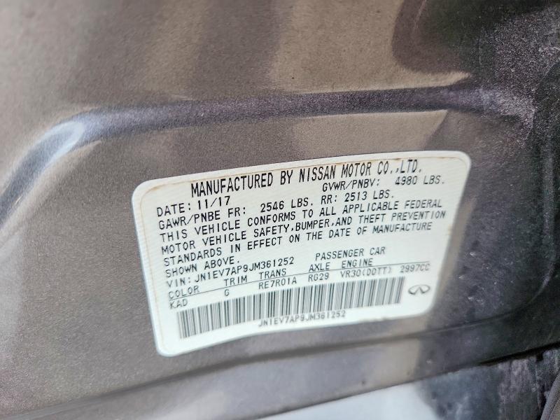 56551106 :رقم المزاد ، JN1EV7AP9JM361252 vin ، 2018 Infiniti Q50 مزاد بيع