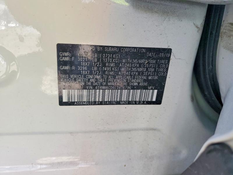 Aukcja sprzedaży 2020 Subaru Ascent, vin: 4S4WMACD6L3416796, numer aukcji: 58591586