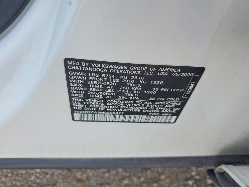 Продаж на аукціоні авто 2021 Volkswagen Atlas, vin: 1V2ER2CA3MC503827, номер лоту: 58108156