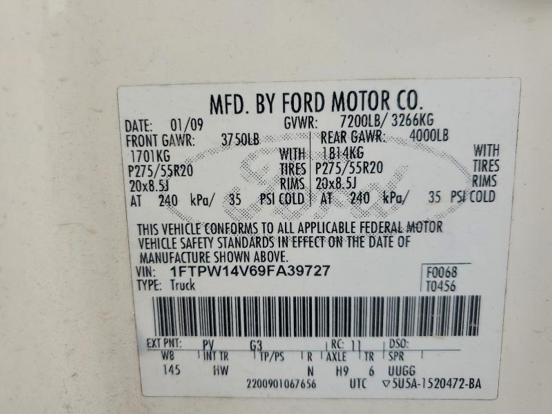 56573276 :رقم المزاد ، 1FTPW14V69FA39727 vin ، 2009 Ford F150 مزاد بيع