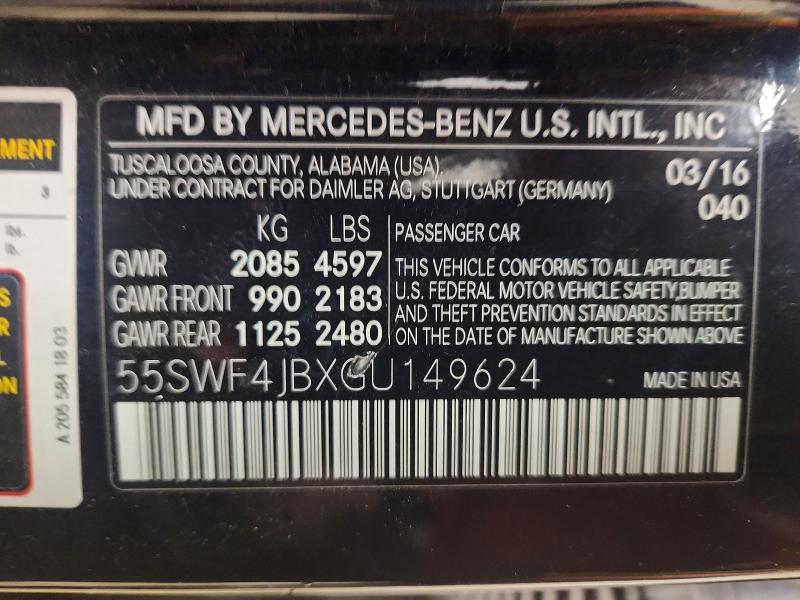 Продаж на аукціоні авто 2016 Mercedes-benz C, vin: 55SWF4JBXGU149624, номер лоту: 54839076