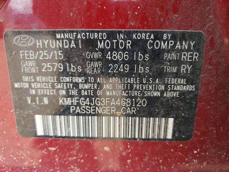Aukcja sprzedaży 2015 Hyundai Azera, vin: KMHFG4JG3FA468120, numer aukcji: 57428566