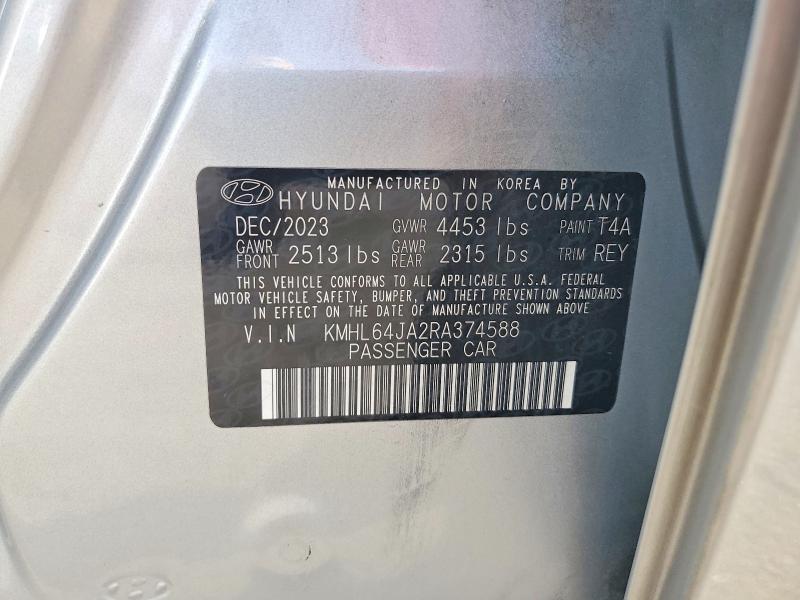 58607456 :رقم المزاد ، KMHL64JA2RA374588 vin ، 2024 Hyundai Sonata مزاد بيع