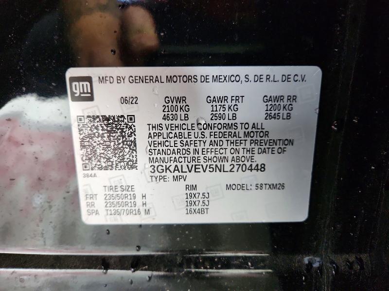 72262155 :رقم المزاد ، 3GKALVEV5NL270448 vin ، 2022 Gmc Terrain مزاد بيع