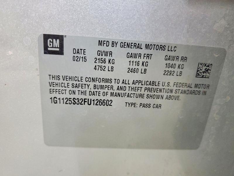 2015 Chevrolet Impala მანქანა იყიდება აუქციონზე, vin: 1G1125S32FU126602, აუქციონის ნომერი: 58881386