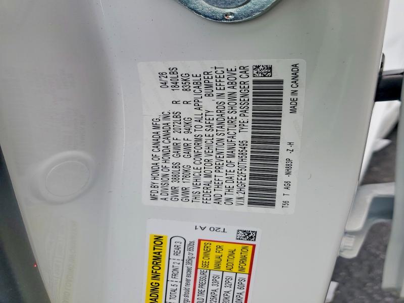 58042046 :رقم المزاد ، 2HGFE2F50TH585495 vin ، 2026 Honda Civic مزاد بيع