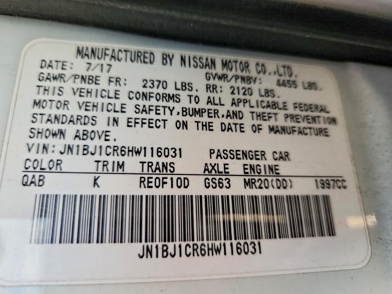 2017 Nissan Rogue Sport მანქანა იყიდება აუქციონზე, vin: JN1BJ1CR6HW116031, აუქციონის ნომერი: 57339576