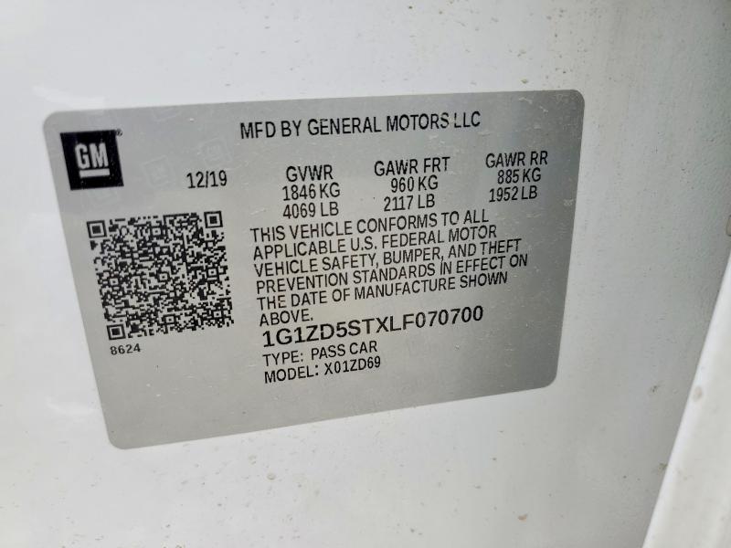 Продажа на аукционе авто 2020 Chevrolet Malibu, vin: 1G1ZD5STXLF070700, номер лота: 57391456