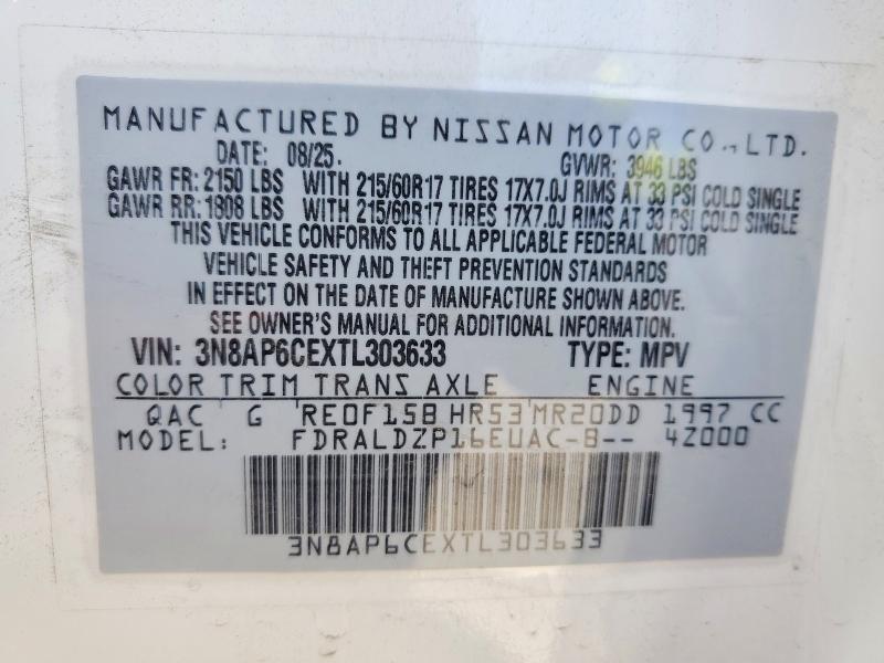 58596046 :رقم المزاد ، 3N8AP6CEXTL303633 vin ، 2026 Nissan Kicks مزاد بيع