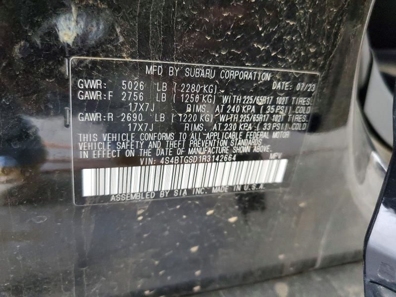 55429956 :رقم المزاد ، 4S4BTGSD1R3142664 vin ، 2024 Subaru Outback مزاد بيع