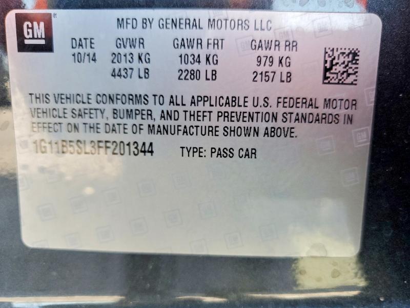 Aukcja sprzedaży 2015 Chevrolet Malibu, vin: 1G11B5SL3FF201344, numer aukcji: 59243506