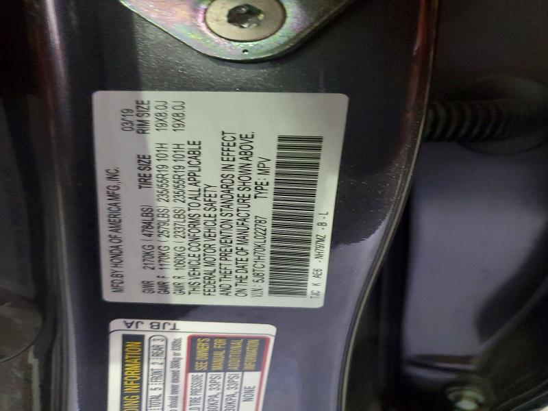 57914126 :رقم المزاد ، 5J8TC1H70KL022787 vin ، 2019 Acura Rdx مزاد بيع