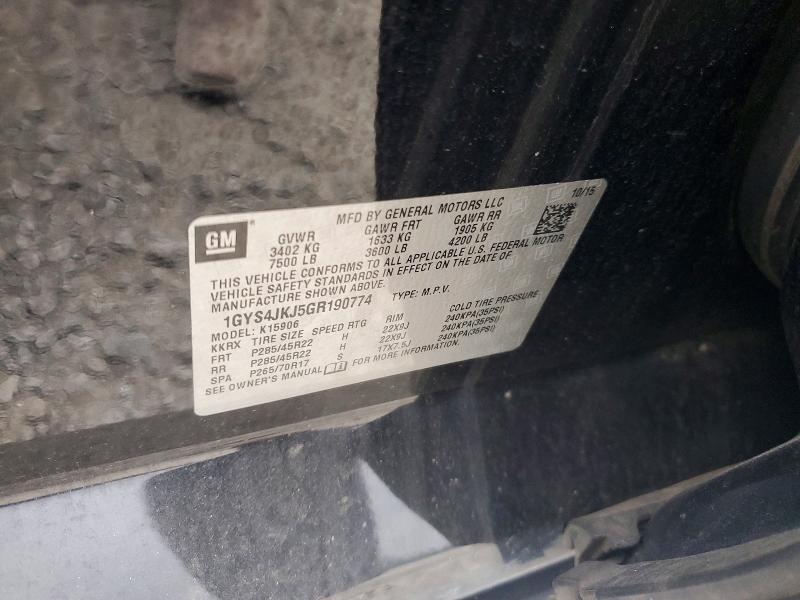 Продаж на аукціоні авто 2016 Cadillac Escalade, vin: 1GYS4JKJ5GR190774, номер лоту: 56138366