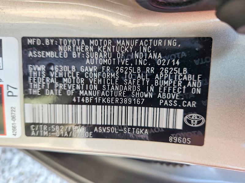 Aukcja sprzedaży 2014 Toyota Camry, vin: 4T4BF1FK6ER389167, numer aukcji: 55474686