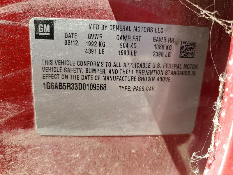 57216866 :رقم المزاد ، 1G6AB5R33D0109568 vin ، 2013 Cadillac Ats مزاد بيع