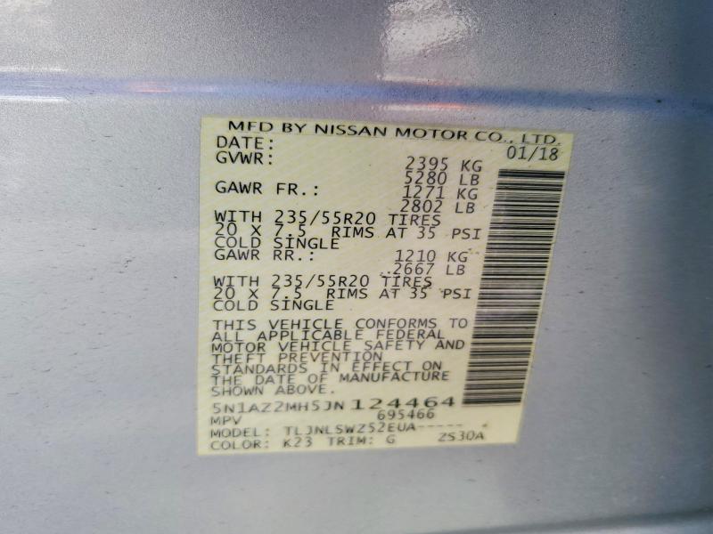 Aukcja sprzedaży 2018 Nissan Murano, vin: 5N1AZ2MH5JN124464, numer aukcji: 56703676