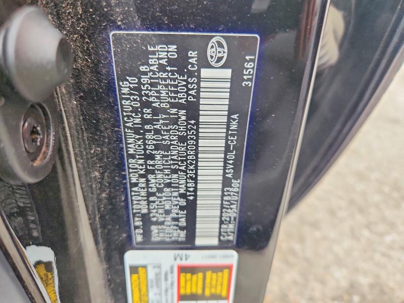 Aukcja sprzedaży 2011 Toyota Camry, vin: 4T4BF3EK2BR093524, numer aukcji: 58094746