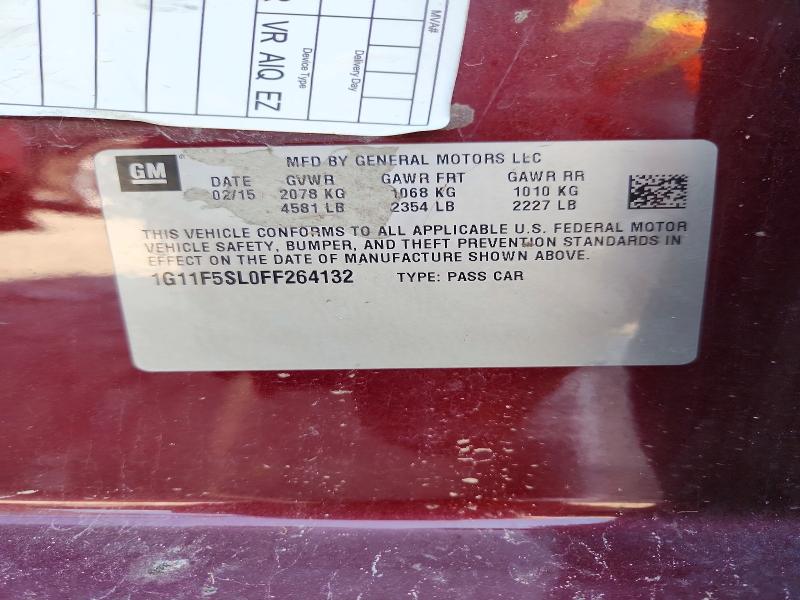 55863826 :رقم المزاد ، 1G11F5SL0FF264132 vin ، 2015 Chevrolet Malibu مزاد بيع