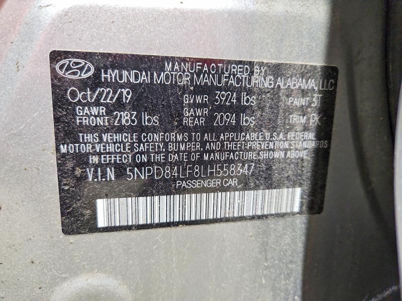 Aukcja sprzedaży 2020 Hyundai Elantra, vin: 5NPD84LF8LH558347, numer aukcji: 58693576