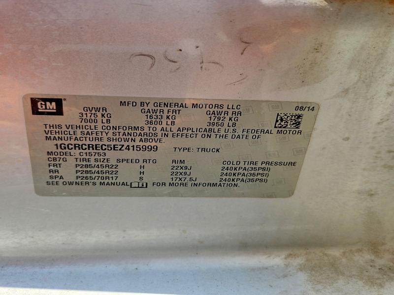 Продаж на аукціоні авто 2014 Chevrolet Silverado, vin: 1GCRCREC5EZ415999, номер лоту: 57832446