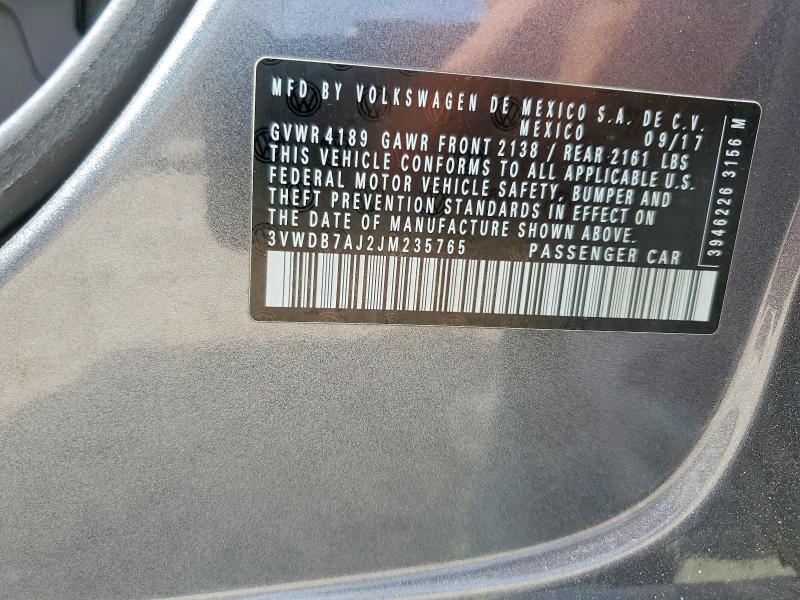Aukcja sprzedaży 2018 Volkswagen Jetta, vin: 3VWDB7AJ2JM235765, numer aukcji: 54778886