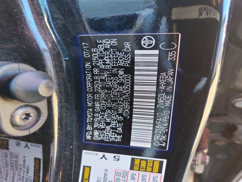 Продаж на аукціоні авто 2017 Toyota Prius, vin: JTDKBRFU7H3050003, номер лоту: 57948316
