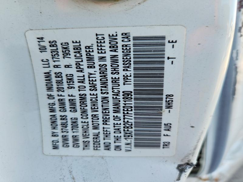 2015 Honda Civic მანქანა იყიდება აუქციონზე, vin: 19XFB2F77FE011890, აუქციონის ნომერი: 57748196