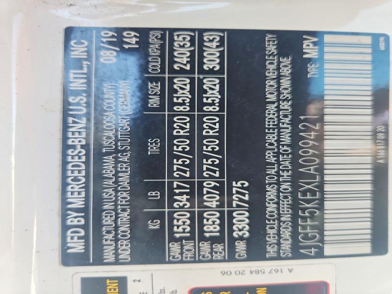 Auction sale of the 2020 Mercedes-benz Gls, vin: 4JGFF5KEXLA099421, lot number: 58385056