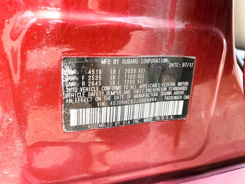 58581916 :رقم المزاد ، 4S3BNAC63J3004964 vin ، 2018 Subaru Legacy مزاد بيع