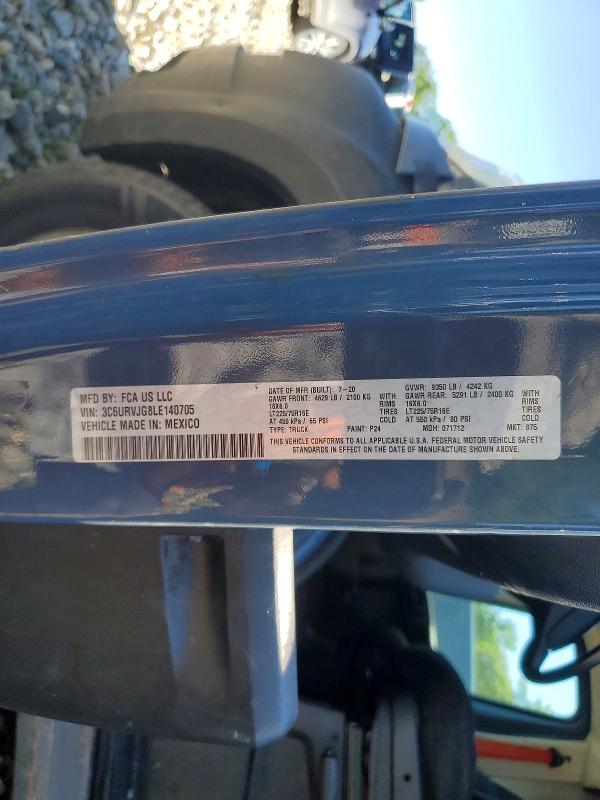 2020 Ram Promaster 3500 მანქანა იყიდება აუქციონზე, vin: 3C6URVJG8LE140705, აუქციონის ნომერი: 61620476