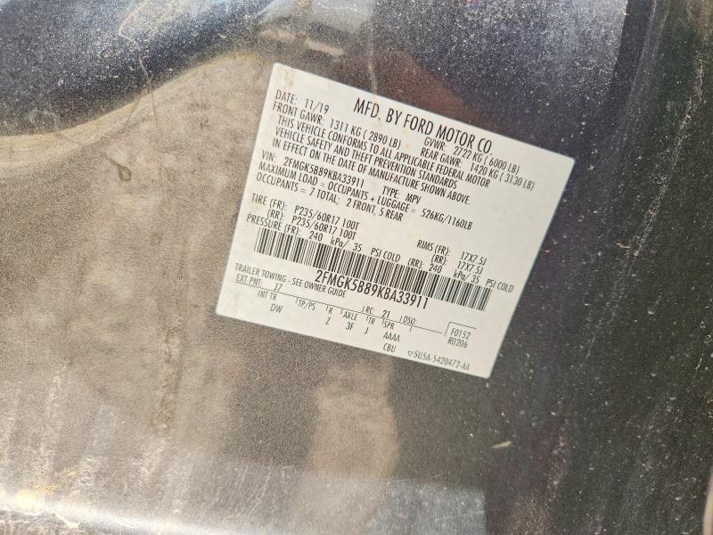 Продаж на аукціоні авто 2019 Ford Flex, vin: 2FMGK5B89KBA33911, номер лоту: 58387086
