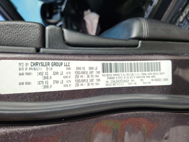 2015 Jeep Grand Cherokee მანქანა იყიდება აუქციონზე, vin: 1C4RJEAG3FC640224, აუქციონის ნომერი: 59006346