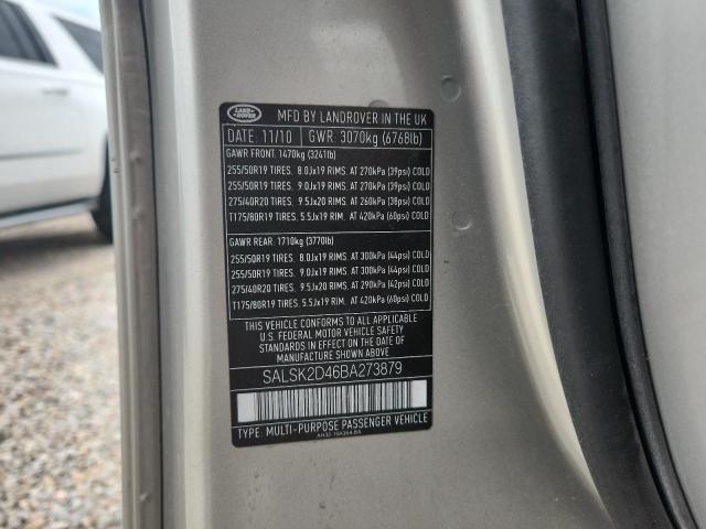 Продажа на аукционе авто 2011 Land Rover Range Rover Sport, vin: SALSK2D46BA273879, номер лота: 57623476