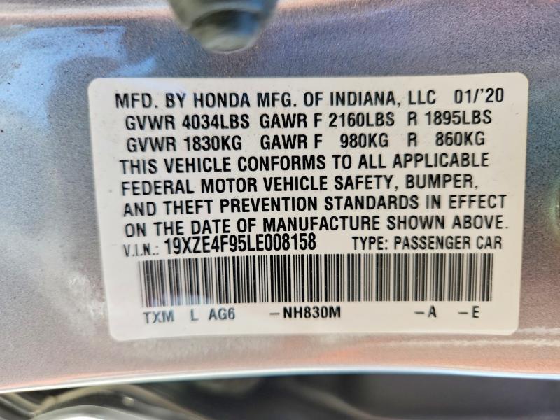 Продаж на аукціоні авто 2020 Honda Insight, vin: 19XZE4F95LE008158, номер лоту: 56926976