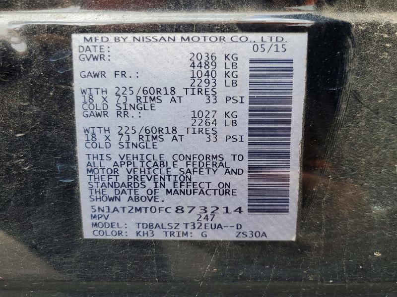 Aukcja sprzedaży 2015 Nissan Rogue, vin: 5N1AT2MT0FC873214, numer aukcji: 64509036
