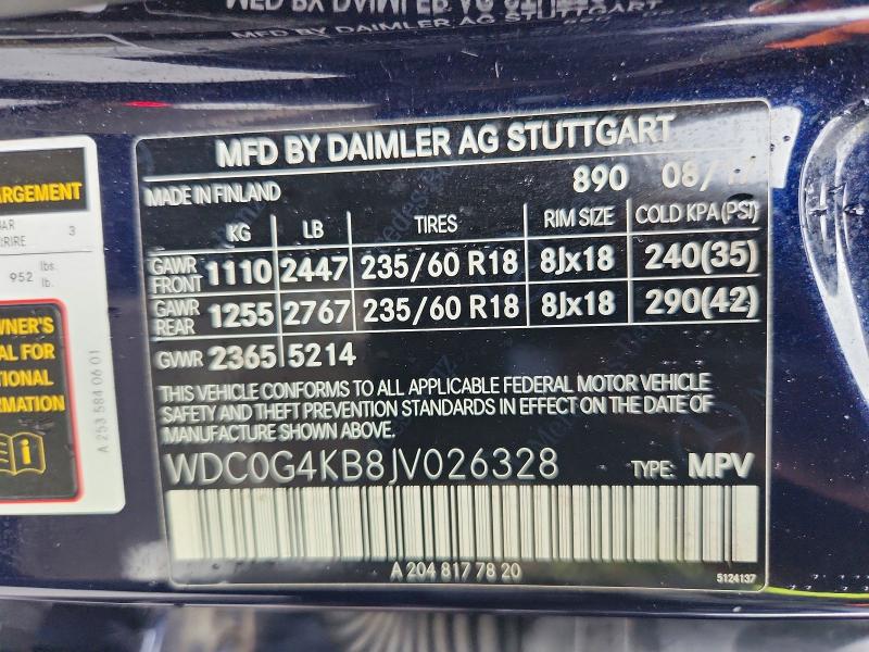 58256866 :رقم المزاد ، WDC0G4KB8JV026328 vin ، 2018 Mercedes-benz Glc مزاد بيع