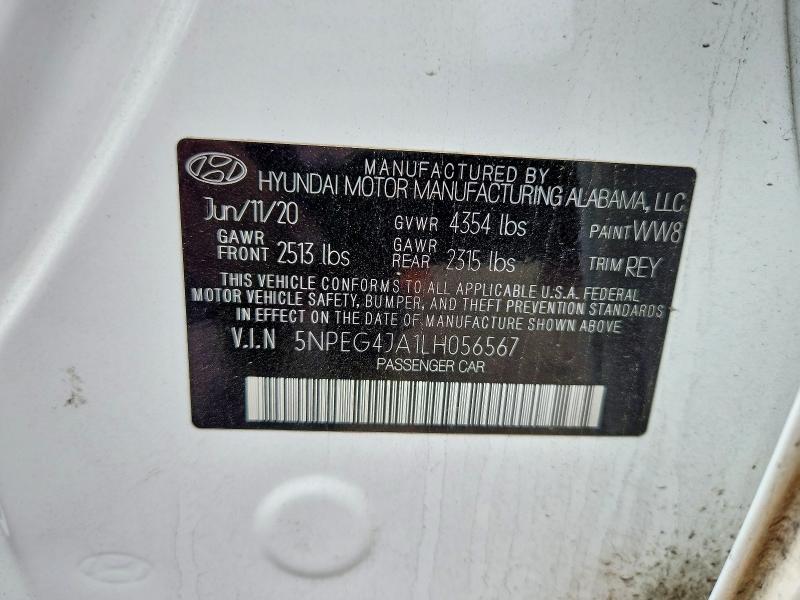 Aukcja sprzedaży 2020 Hyundai Sonata, vin: 5NPEG4JA1LH056567, numer aukcji: 56278156