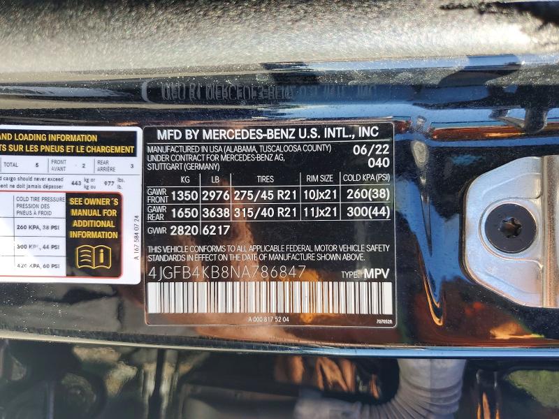 Продажа на аукционе авто 2022 Mercedes-benz Gle, vin: 4JGFB4KB8NA786847, номер лота: 54960316